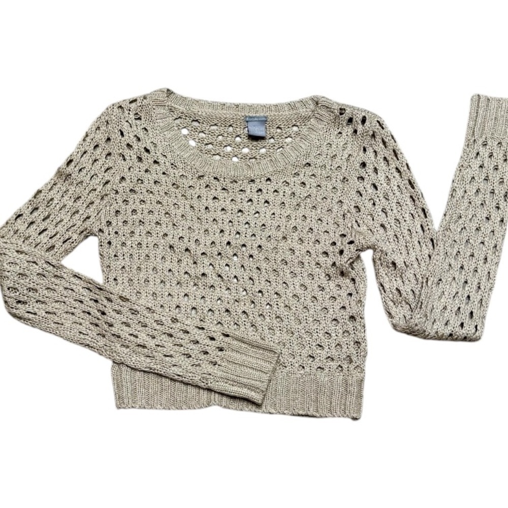 🌺Like New‼️CHARLOTTE RUSSE Crochet Long Sleeve Crop Top Sweater Sz.M